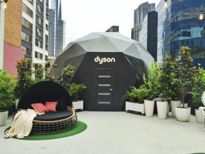 8m custom Dyson Dome. Rooftop, central Melbourne