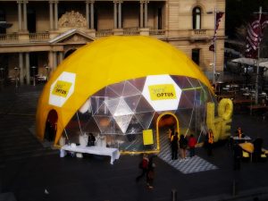 15 metre diameter geodesic dome. Customs House Square, Sydney
