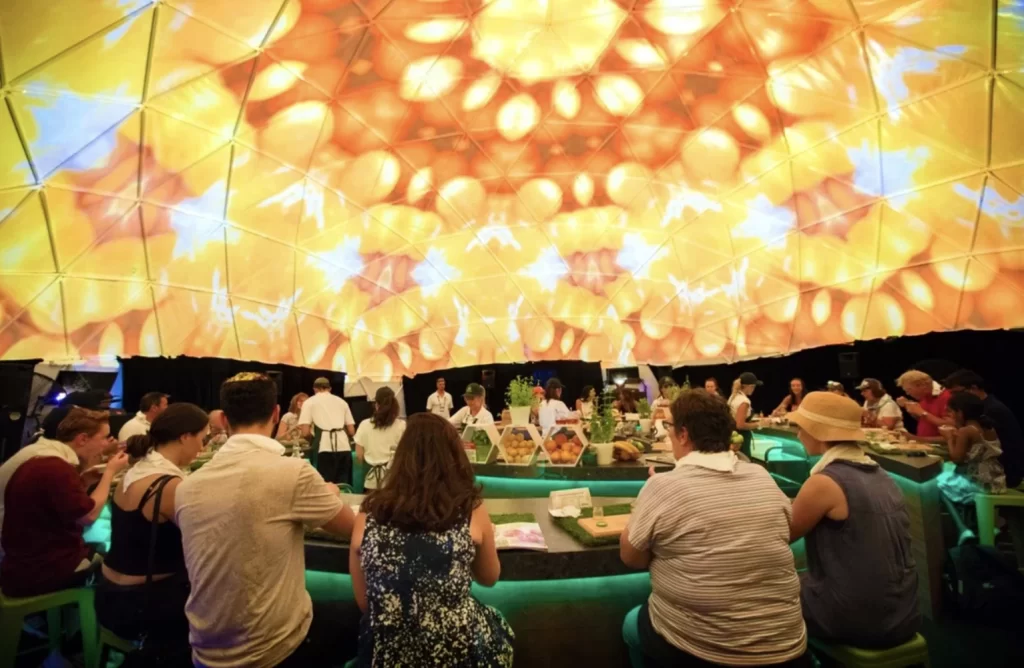 Inside Woolworths 15m Summer Sensorium dome
